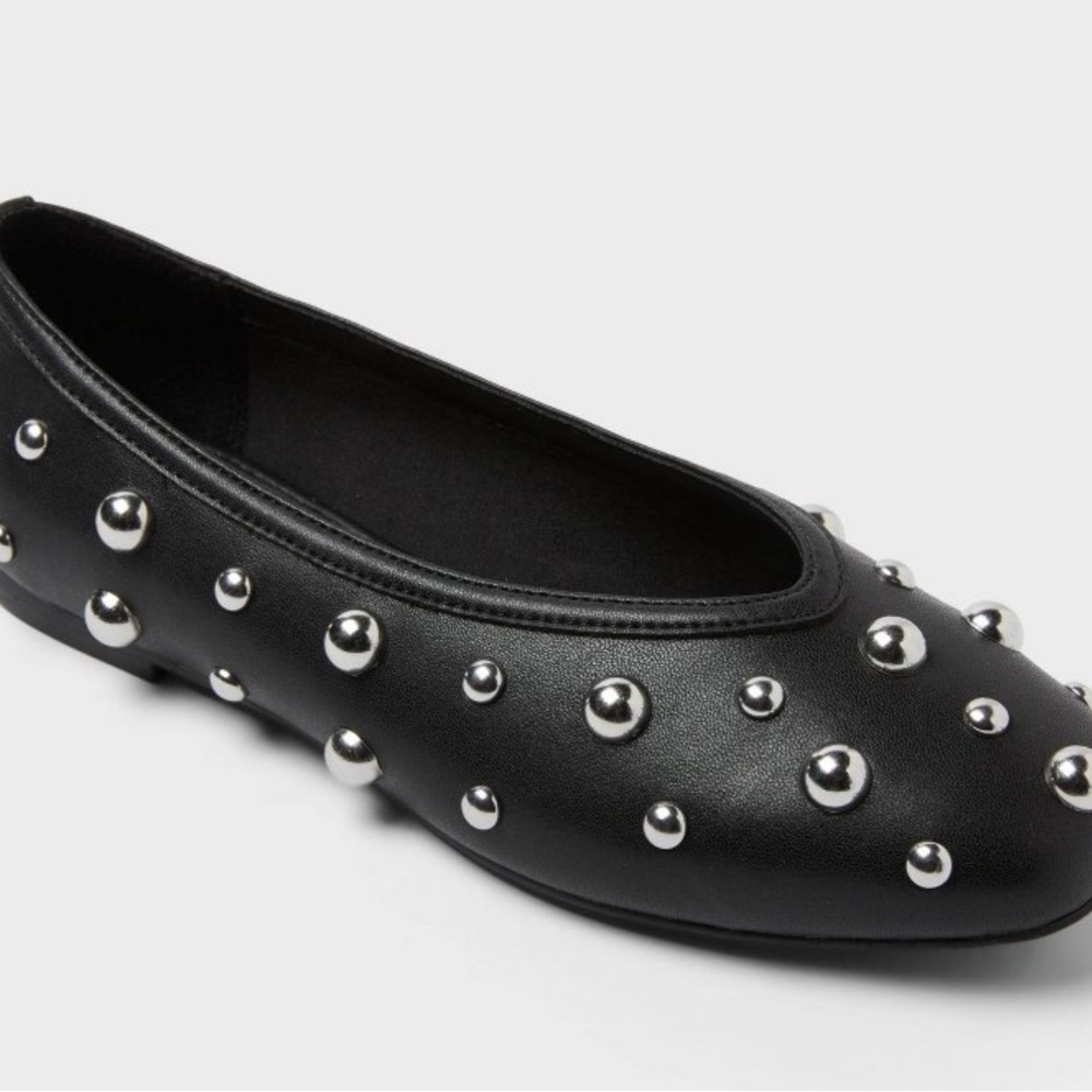Women's Sammie Studded Ballet Flats with Memory Foam Insole - A New day 8.5